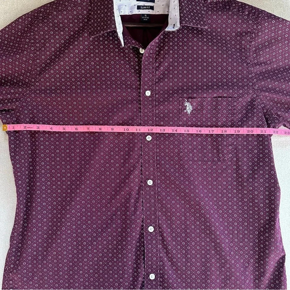 U.S. Polo Assn. long sleeve button down shirt. Size XL. Maroon with prin… - Picture 7 of 9
